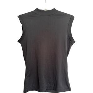 Vintage Black Mock Neck Sleeveless Top – Minimalist M